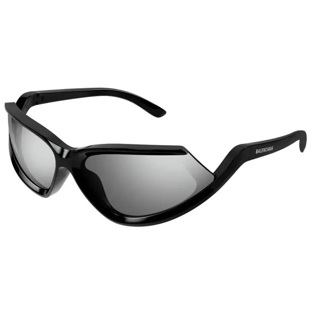 NEW BALENCIAGA GEOMETRIC BLACK SILVER MEN BB0289S 001 SUNGLASSES